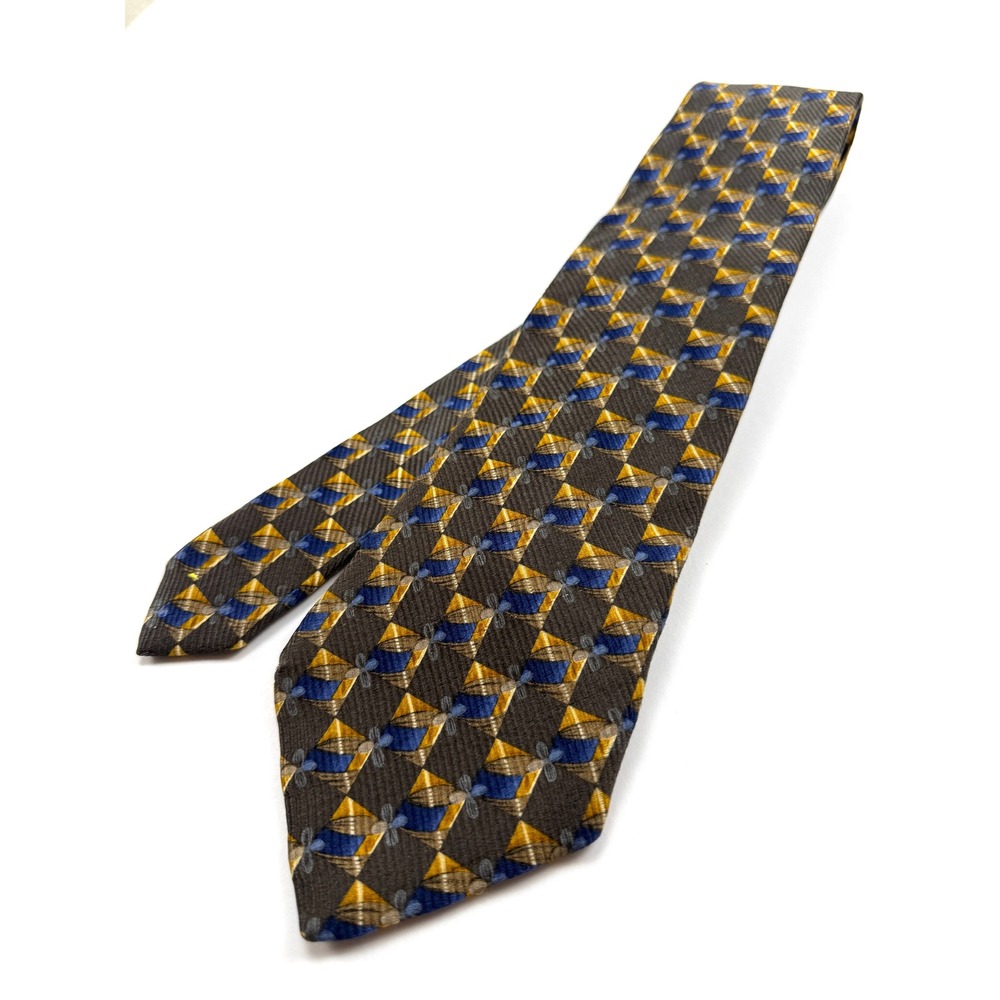 VINTAGE OMAGGIO By ROBERT TALBOTT SILK Tie 4"W 60" X-Long Black Gold #1622